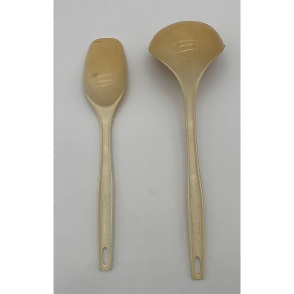 Vintage Foley Ladle & Serving Spoon Set - Beige Kitchen Utensils Retro - Picture 2 of 4